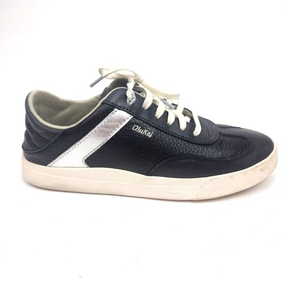 OluKai Shoes - Olukai Ha'upu Lace Up Sneaker Women’s Size 7.5 Black Shoes Leather Cushioned